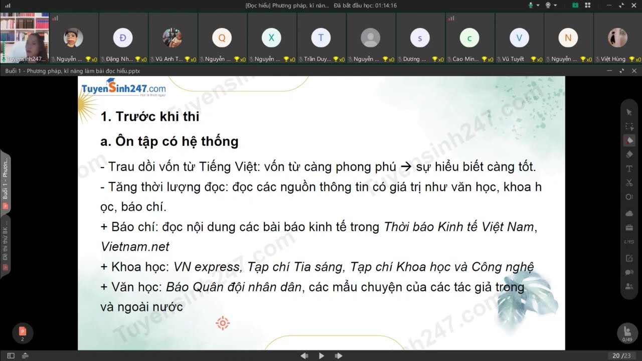 Phương pháp làm bài đọc hiểu - cô Trần Giang