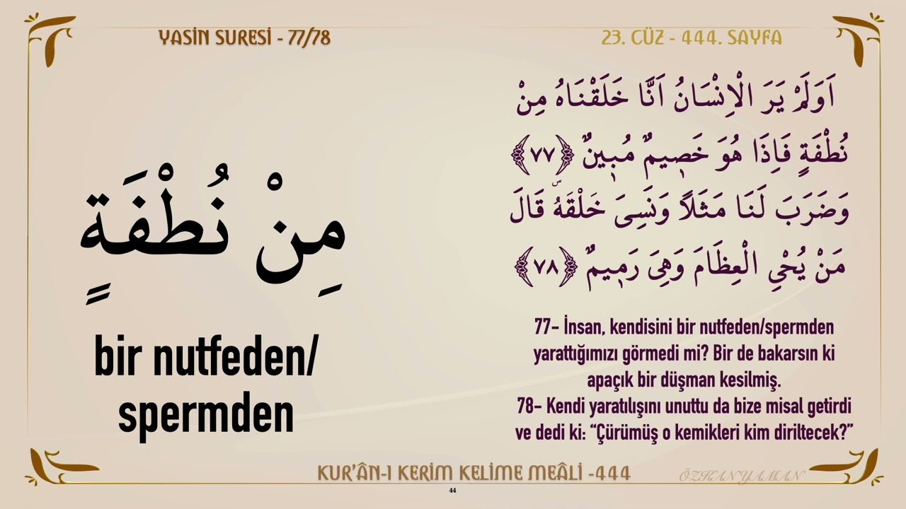 KUR'AN-I KERİM KELİME MEALİ 444 | YASİN SURESİ 71 - 83 (23. CÜZ)