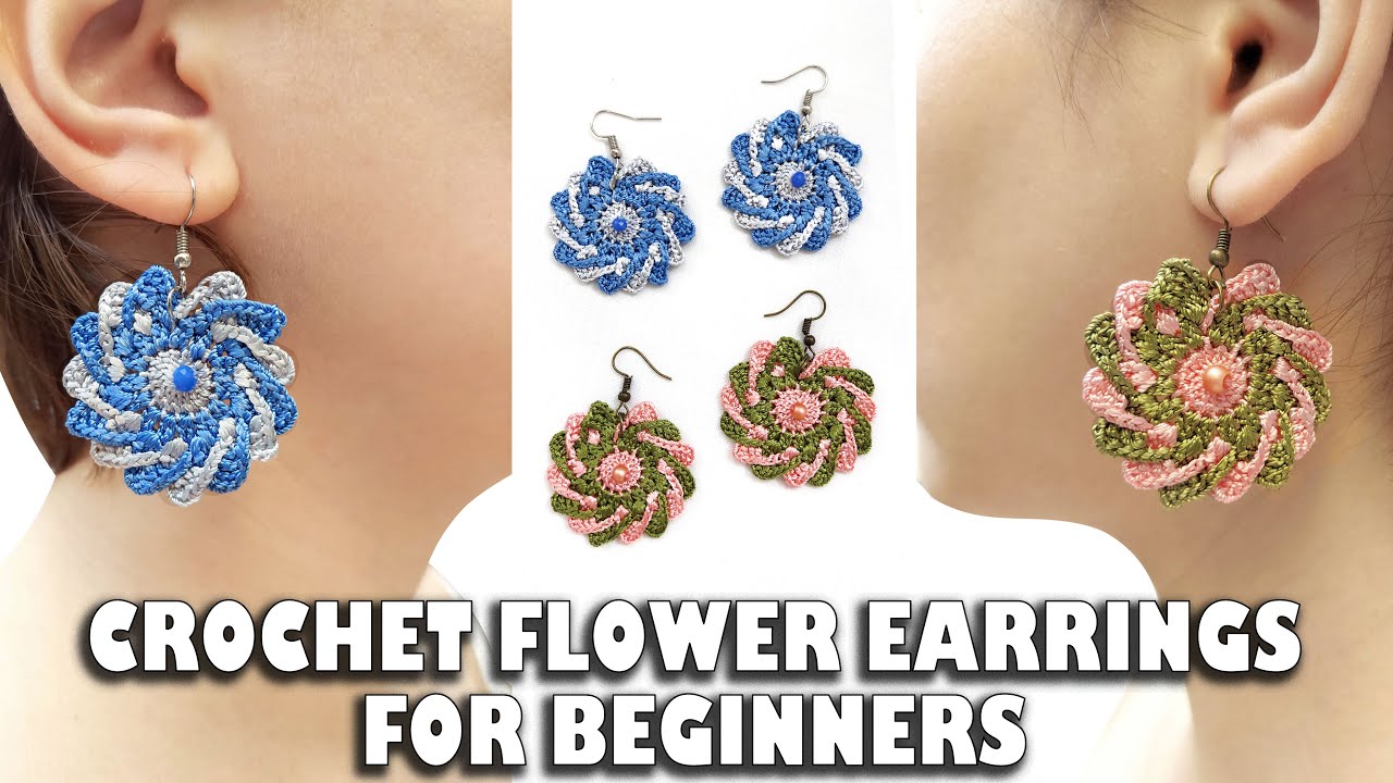 Crochet Flower Earrings Tutorial For Beginners(+ENG SUB)!