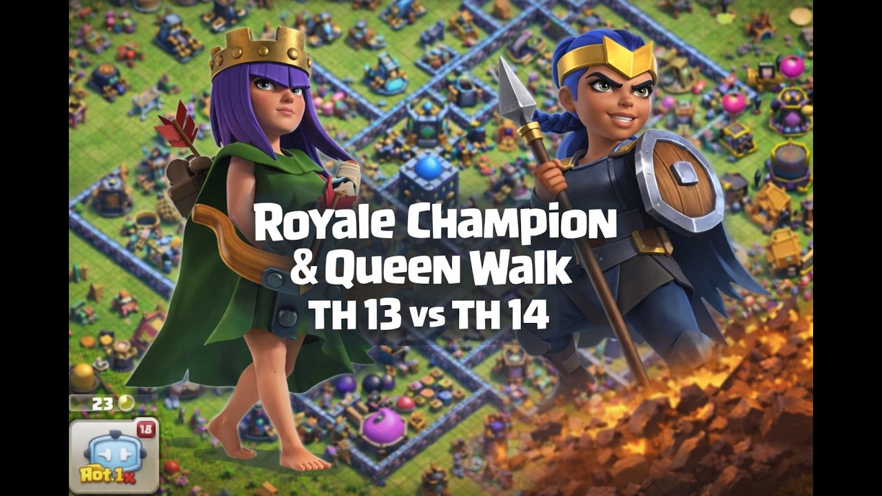 Royale ghost+ Queen Walk CoC Combo Th 13 VS TH 14