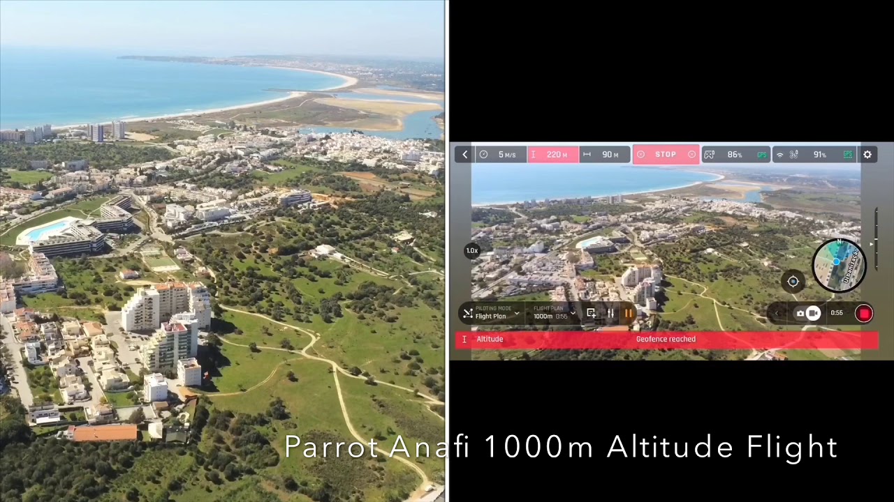 Parrot Anafi Altitude flight 1000m using flight plan.