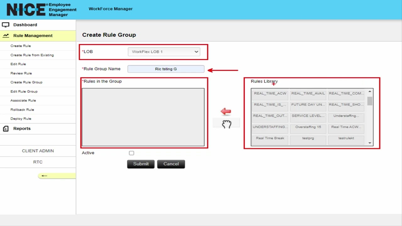 Creating a Rule Group in NiCE Employee Engagement Manager