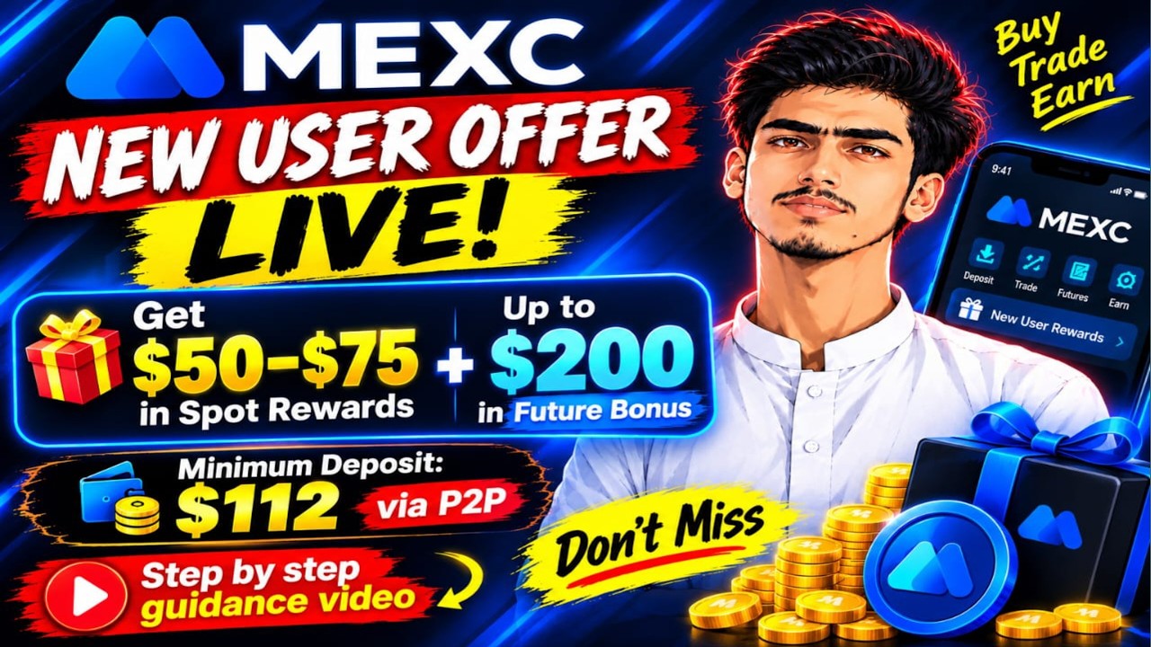 MEXC New User Offer 2026 🔥 Claim $50&ndash;$75 Spot Rewards + $200 Futures Bonus | Complete Guidance Video