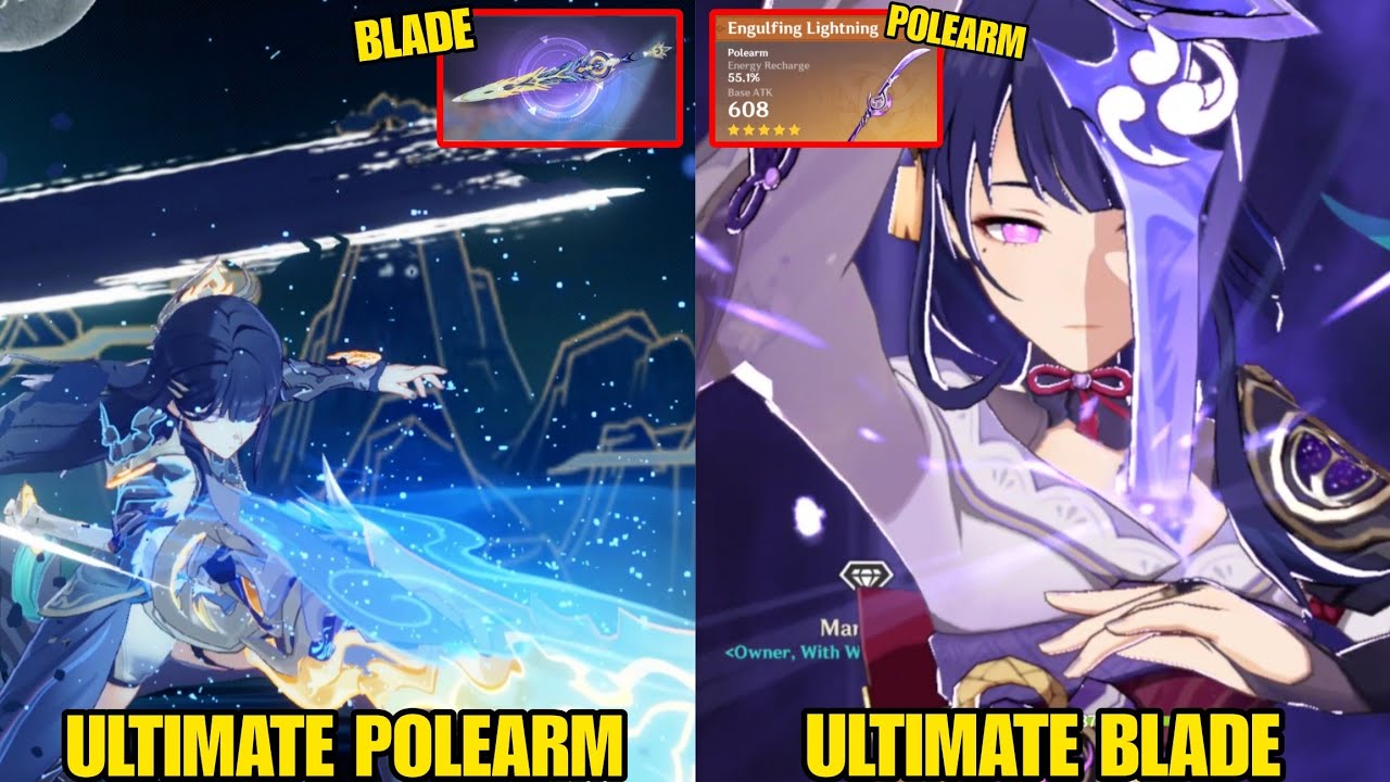 Raiden-Mei Weapon Comparison ( Honkai Impact 3 x Genshin Impact)