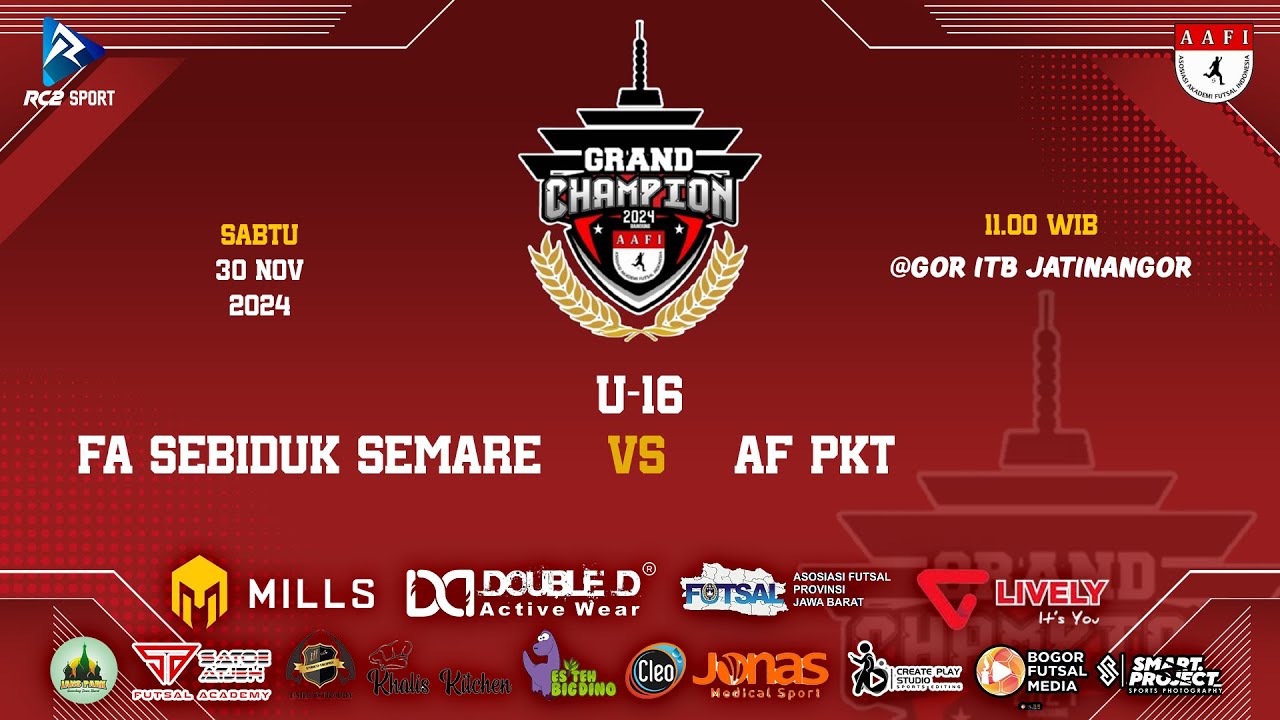 🔴[LIVE] GRAND CHAMPION AAFI 2024 U-16 PUTRA || FUTSAL ACADEMY SEBIDUK SEMARE VS AF PKT