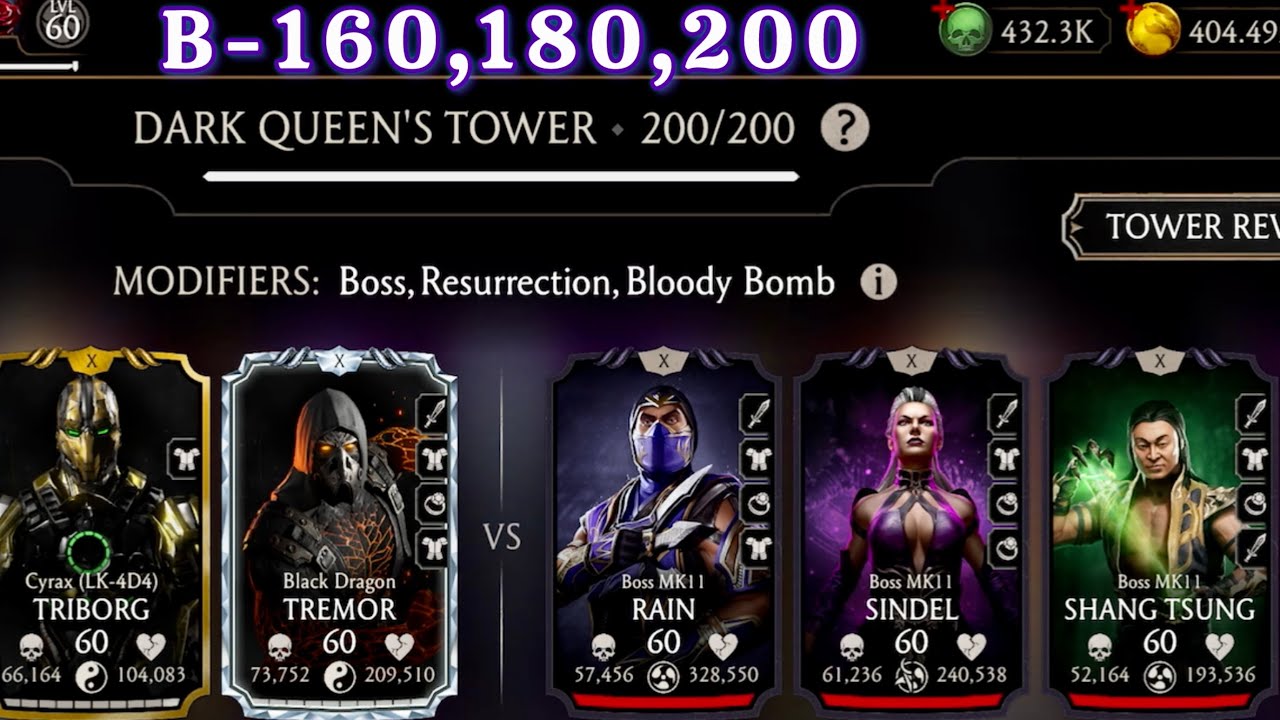 Fatal Dark Queen Tower Boss Battle 200 & 160, 180 Fight + Reward MK Mobile | Final Round 2025