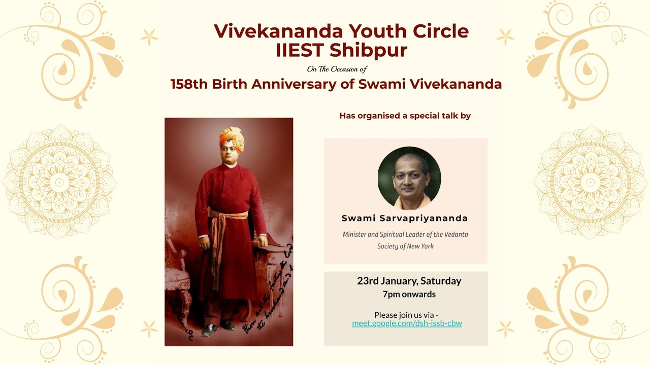 Swami Vivekananda's central ideas on Vedanta | Swami Sarvapriyananda | Vivekananda Youth Circle