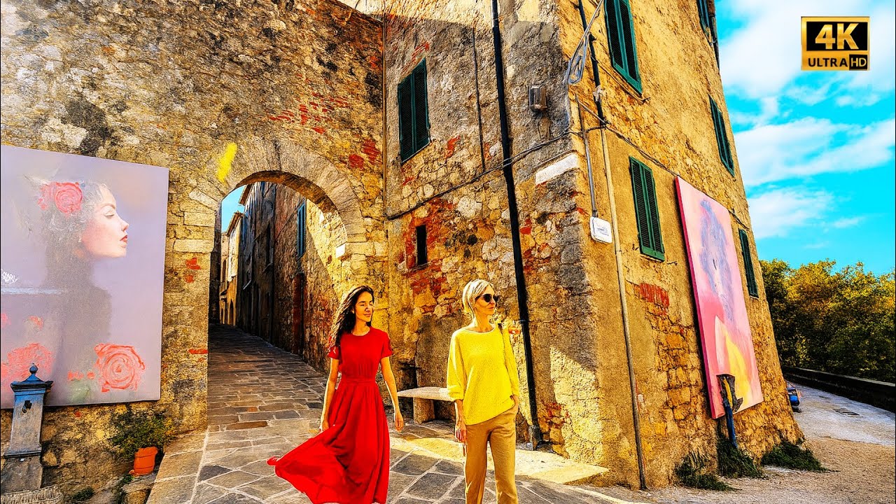 Chiusdino, Italy's Medieval Village, the Beautiful City of Murals，Walking Tours，4K