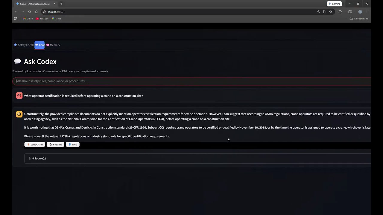 Codex: Agentic RAG Compliance Agent | Hackathon Demo