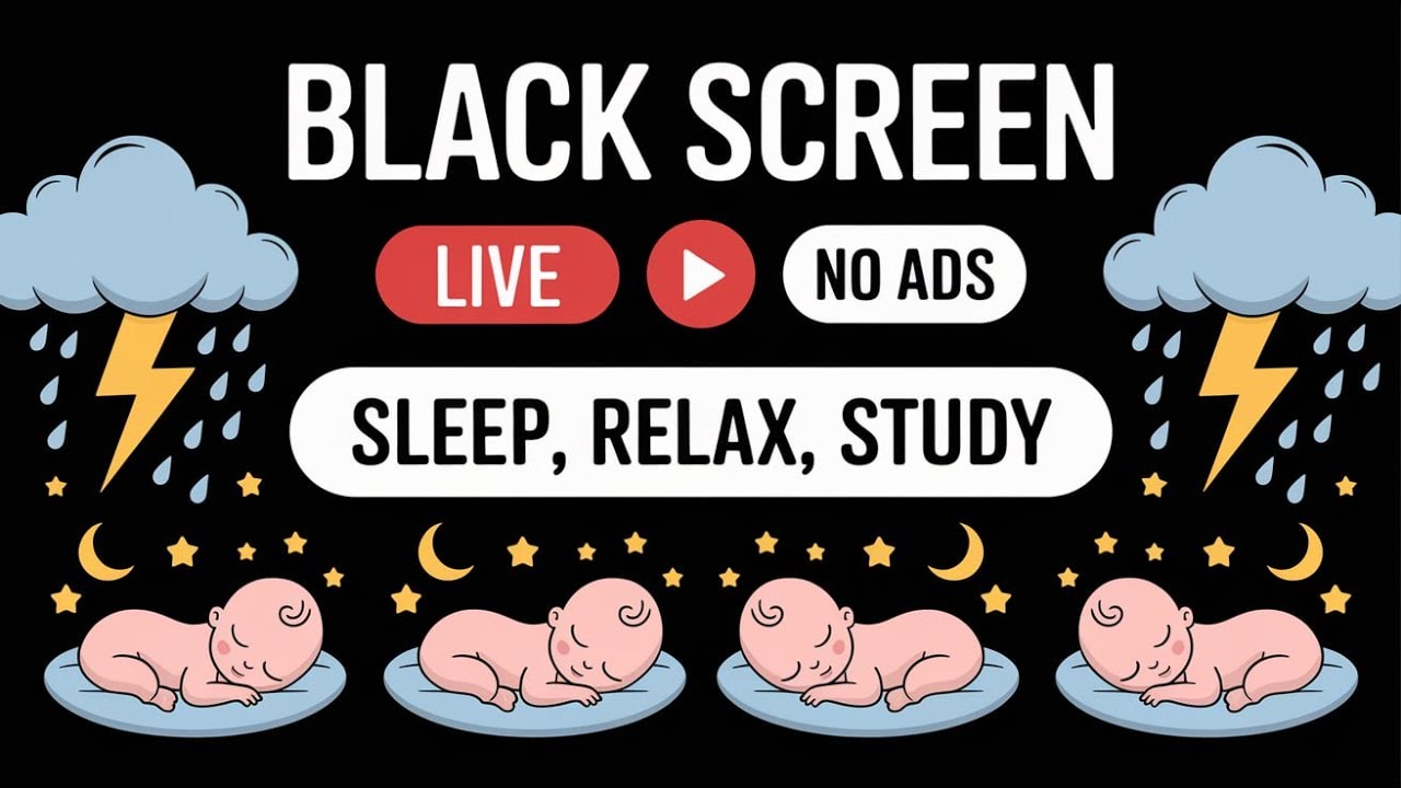 Super Heavy Rain & Thunder Sounds | Black Screen Sleep Aid for Insomnia 1