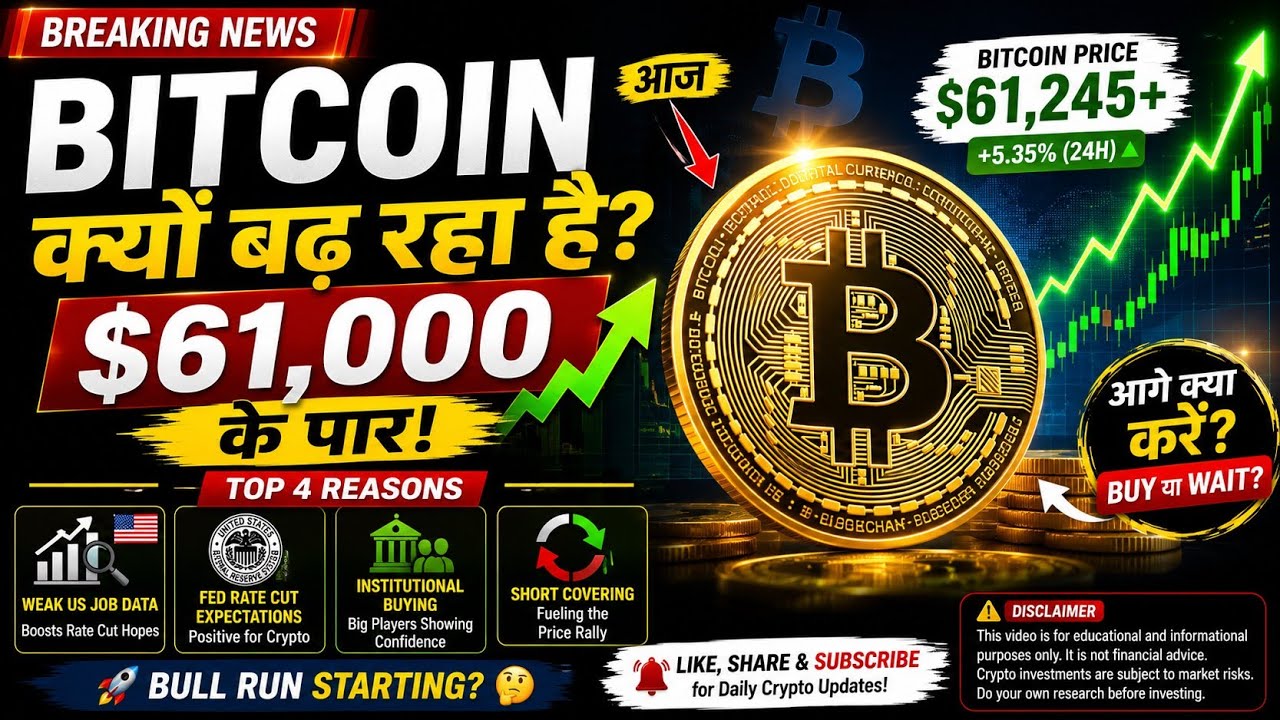 Bitcoin Crosses $61,000! Why Is Bitcoin Rising Today? | Top 4 Reasons Explained | Crypto News 2026