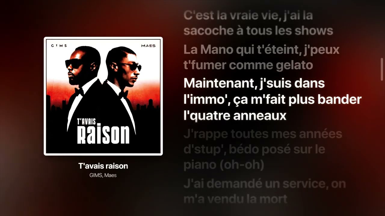 Gims – T’avais raison ft. Maes (Lyrics) | Str8Lyrical