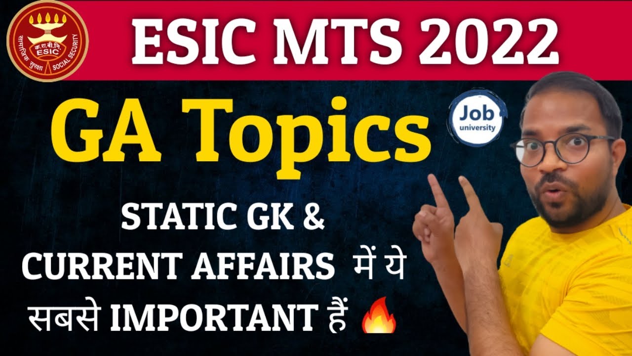 Most Important Topics for ESIC MTS Mains Static GK & Current Affairs  #esic #esicmts