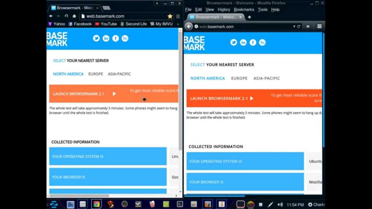 Chrome vs Firefox Browsermark on Zorin os 10 