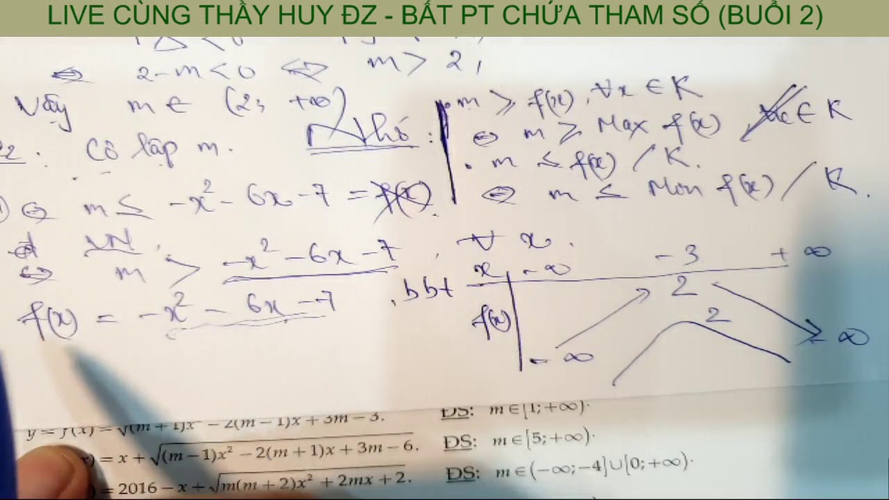 TOÁN 10 - BẤT PHƯƠNG TRÌNH CHỨA THAM SỐ (BUỔI 02)