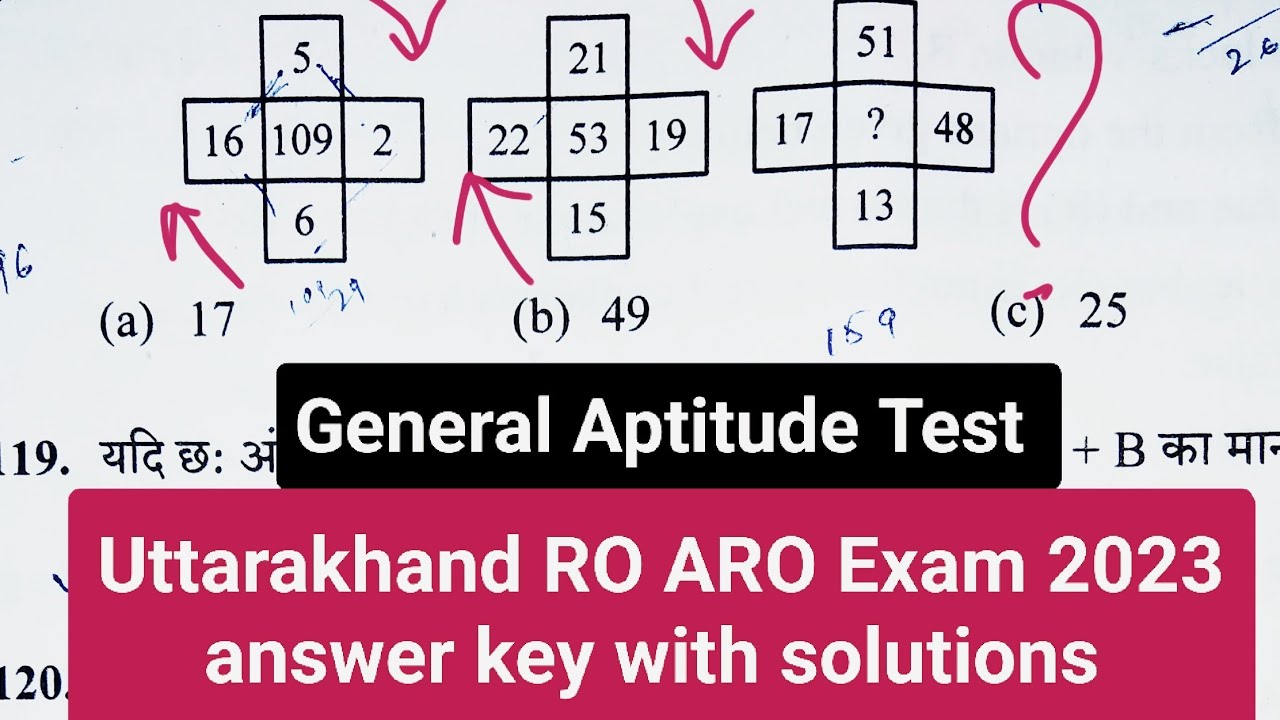 Uttarakhand RO ARO General Aptitude answer key with explanation | UKPSC RO ARO Maths and Reasoning