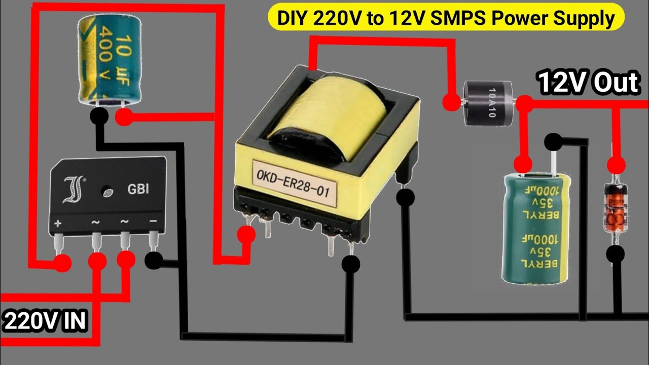 Make DIY 220V to 12V Power Supply | 12V SMPS For Beginners 