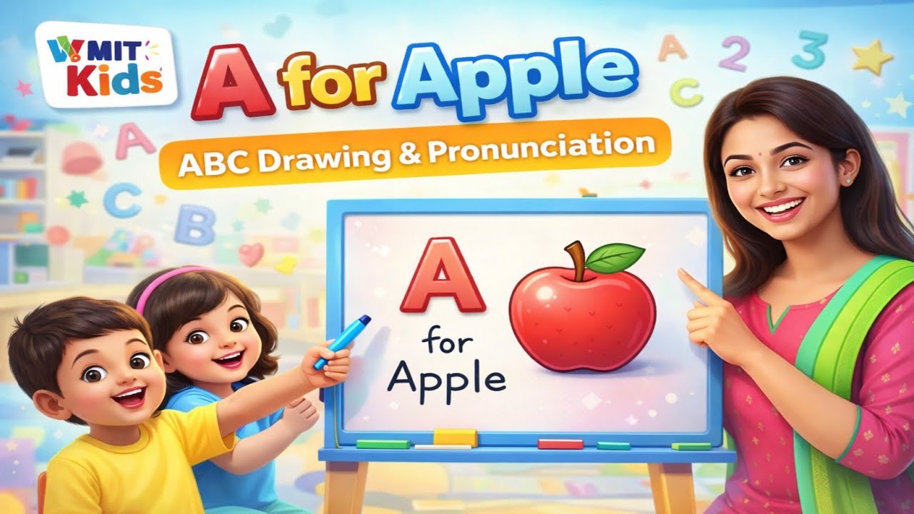 ABC Alphabet Learning for Kids | A for Apple 🍎 Drawing & Phonics | English for Beginners