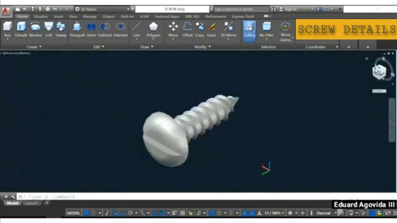 SCREW DETAILS (3D Autocad Drawing)