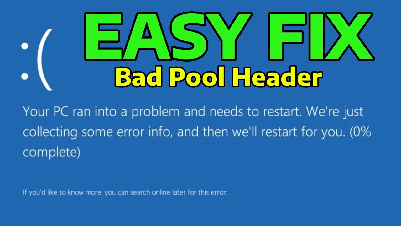 How To Fix Blue Screen BAD POOL HEADER BSOD Error in Windows