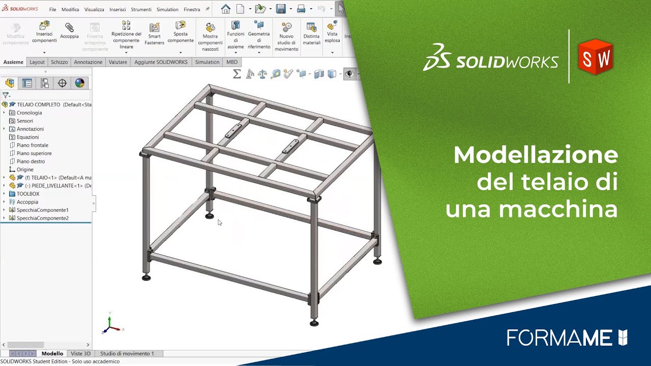Modellazione del telaio di una macchina in SolidWorks