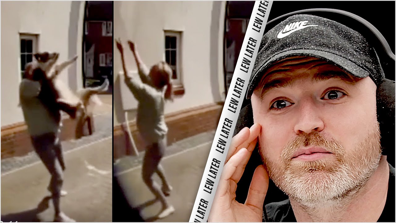 Lady Catches Falling Dog While Onlooker Is Stunned