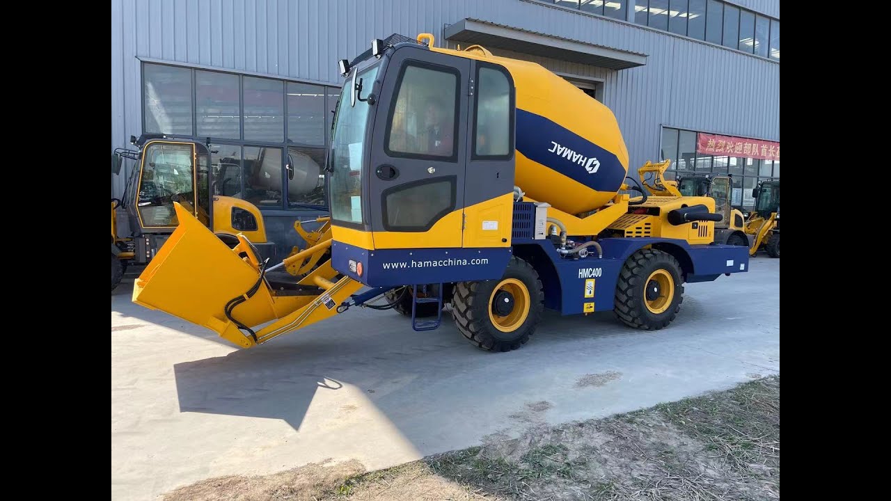 HAMAC self-loading concrete mixer is being tested