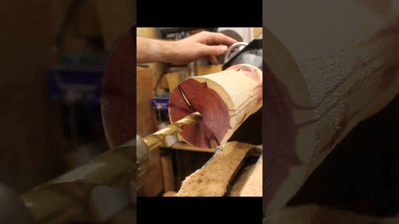 Red Cedar Vase in Seconds &ndash; Colorful Woodturning Short