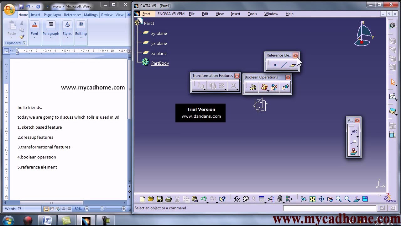 toolbars used in catia 3d