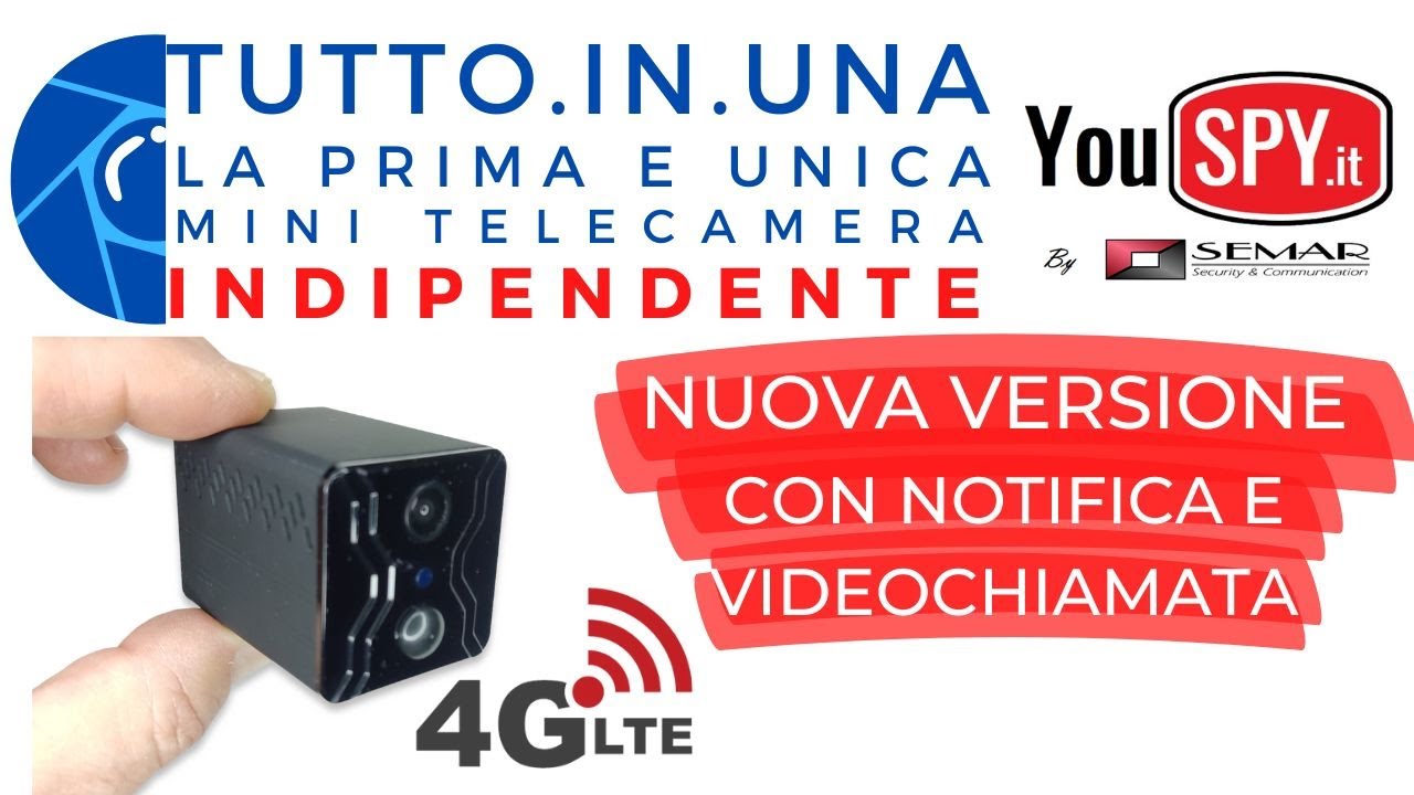 Spy Cam con Sim 4G - UB404G - La prima mini telecamera 4G con Sim Card e allarme con videochiamata