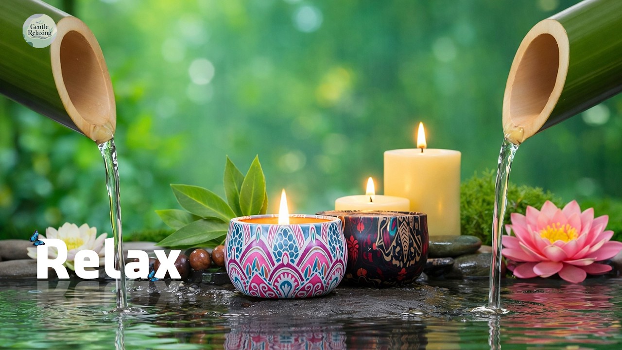 Soothing Spa Piano Music 🌿 Relaxing Sleep Music & Nature Sounds, Bamboo Water Fountain, Calm Music
