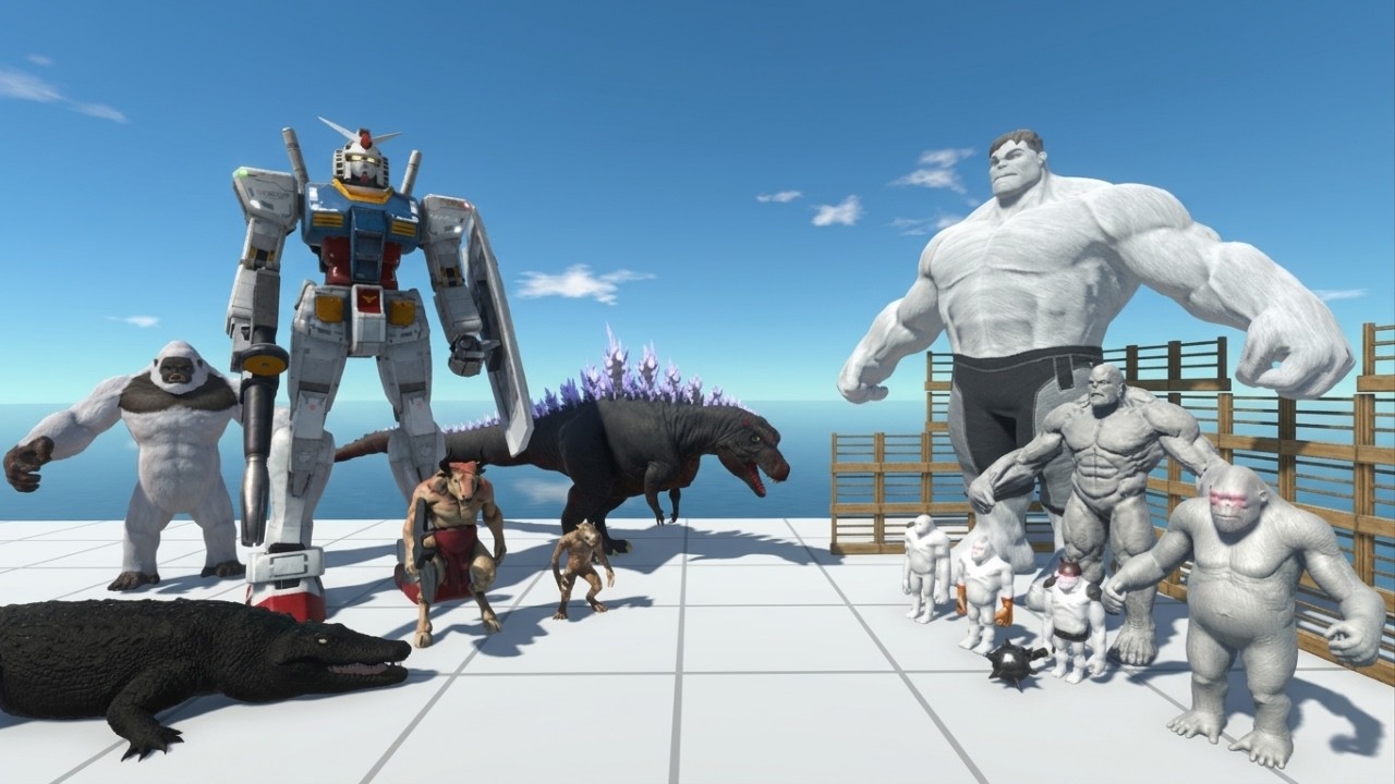 Stone Hulk Evolution Cage Challenge | Gundam + Gojirasaurus Rex Team vs Stone Hulk + Goro Team -ARBS
