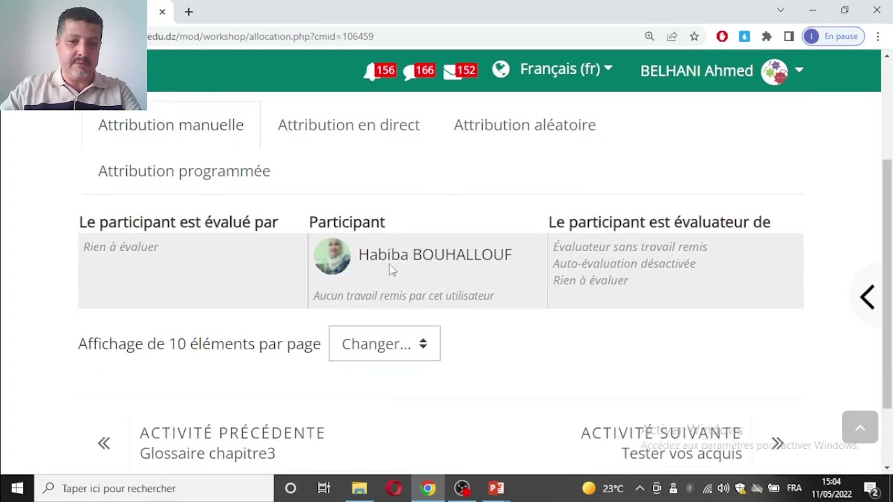 Moodle avancé: Activité 