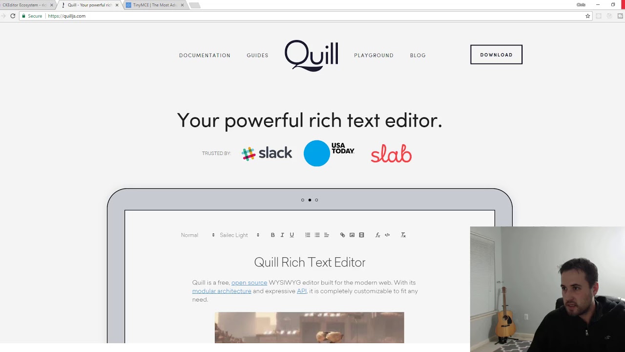 CKEditor vs. TinyMCE vs. QuillJS