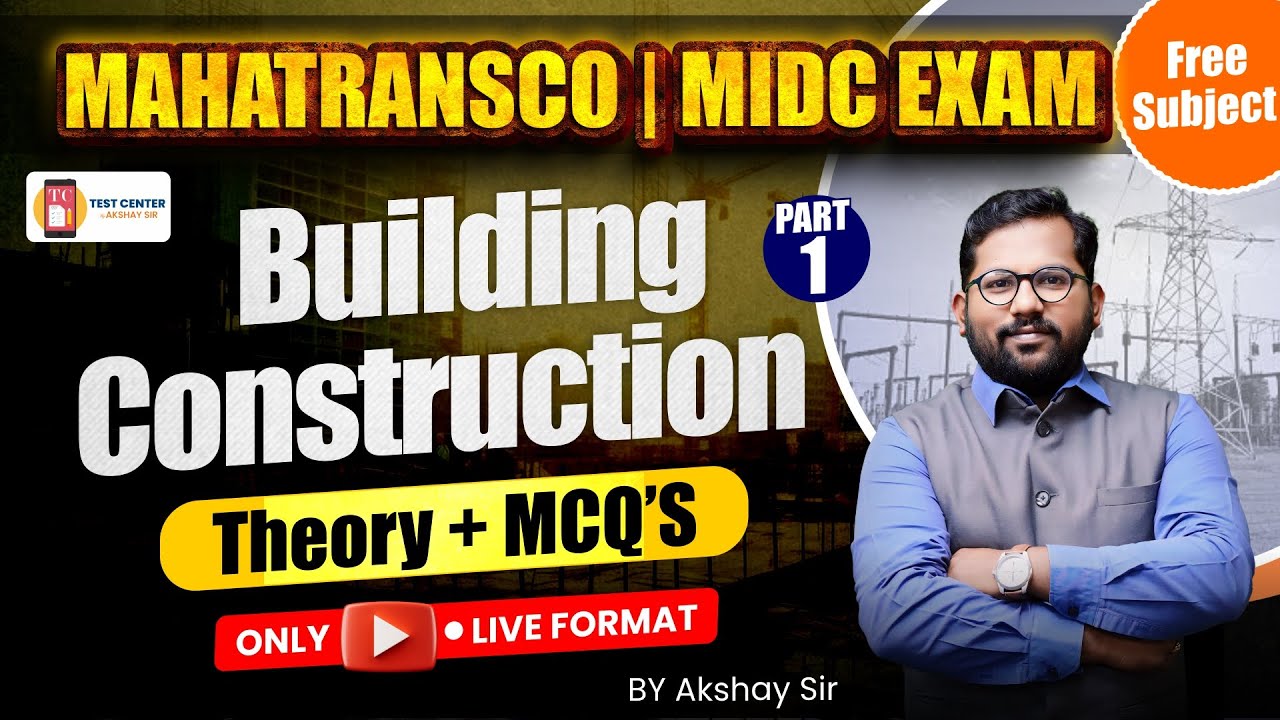 Building Construction | Free Subject | Part 01 | MIDC | MAHATRANSCO | #mahatranscoae #midccivil