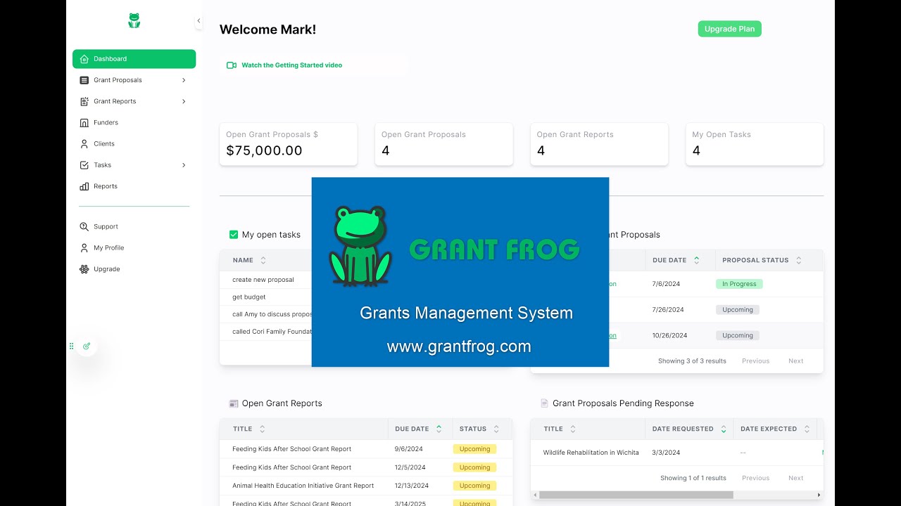 Getting Started with Grant Frog, a grants management system