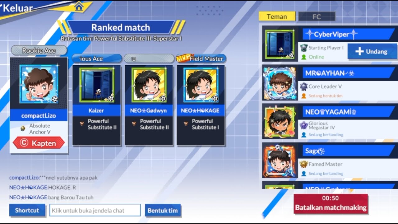 NEW MUSIM SERVER ME!!! Mabar Full Team Player (SEA)!!! (CAPTAIN TSUBASA ACE) 