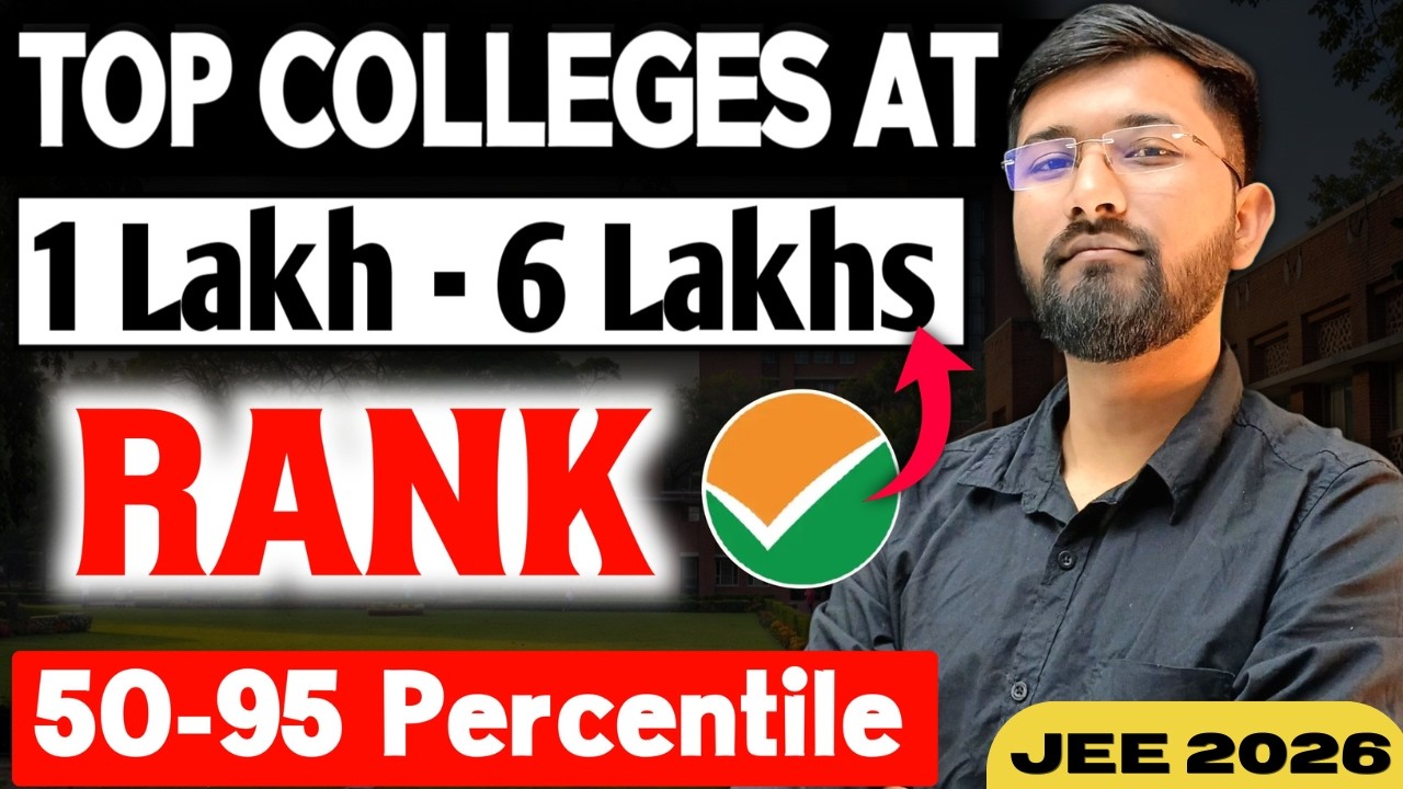 🎯Top Colleges for 1&ndash;6 Lakh Rank (50&ndash;95 Percentile) | Counselling & Eligibility Guide🔥
