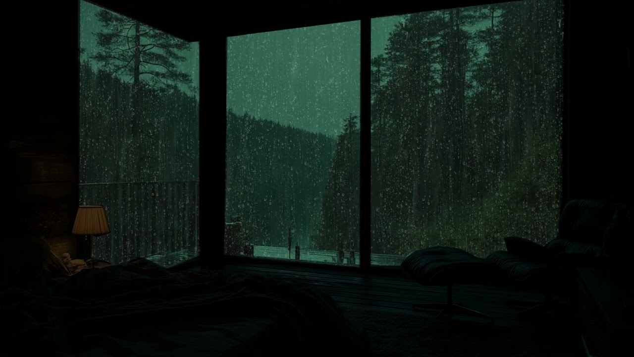 Cozy Bedroom Rain Sounds at Night | Soft Rain by the Window with Warm Light for Deep Sleep