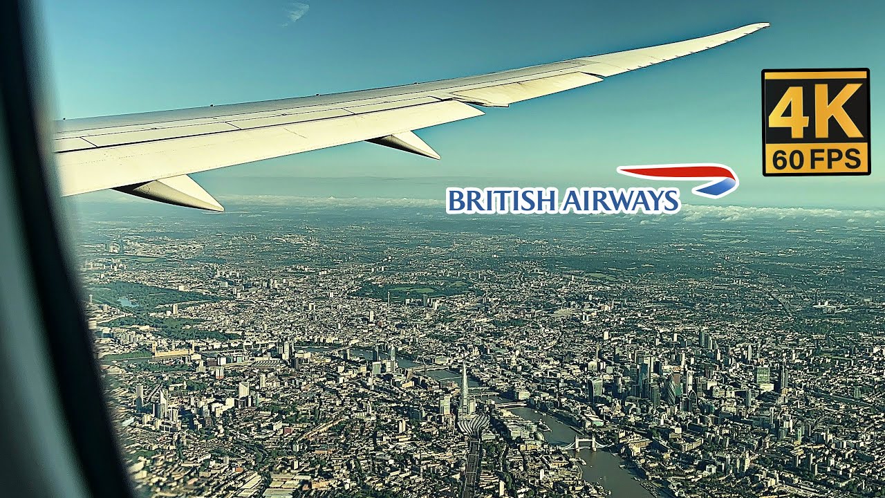 A breathtaking London City view before landing at Heathrow with British Airways Boeing787