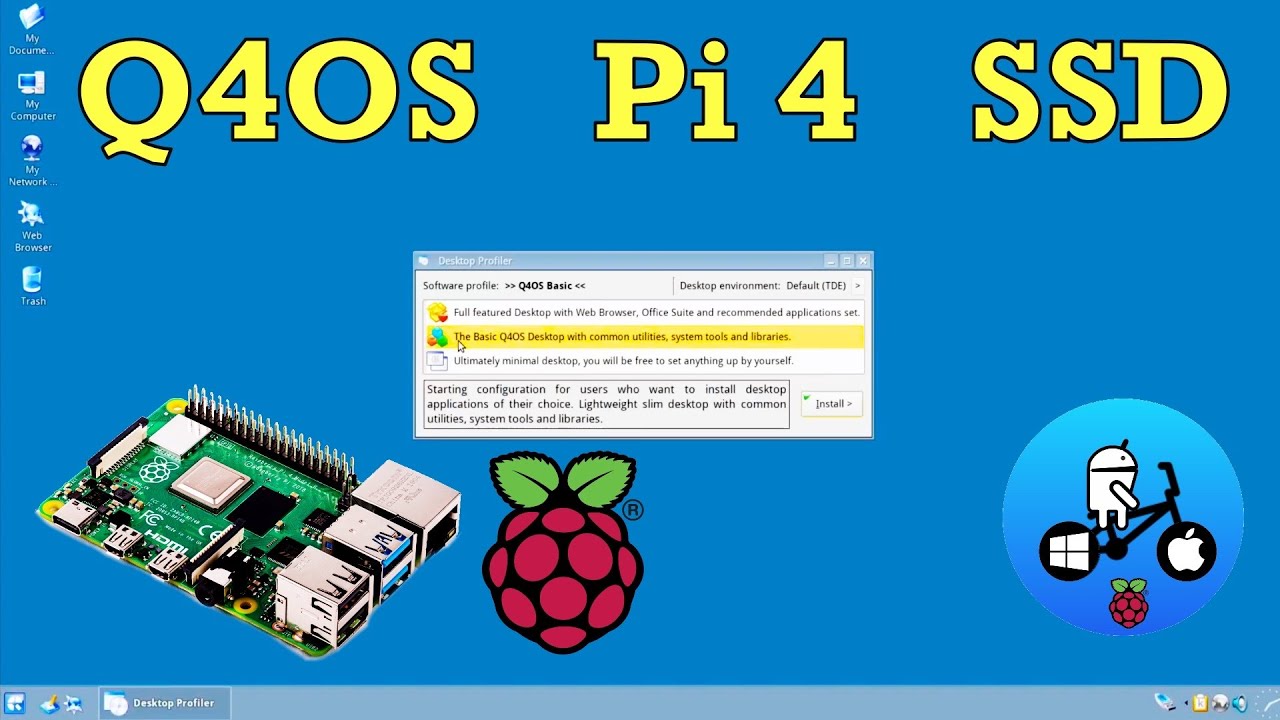 Q4OS Centaurus. Raspberry Pi 4. Berryboot SSD.