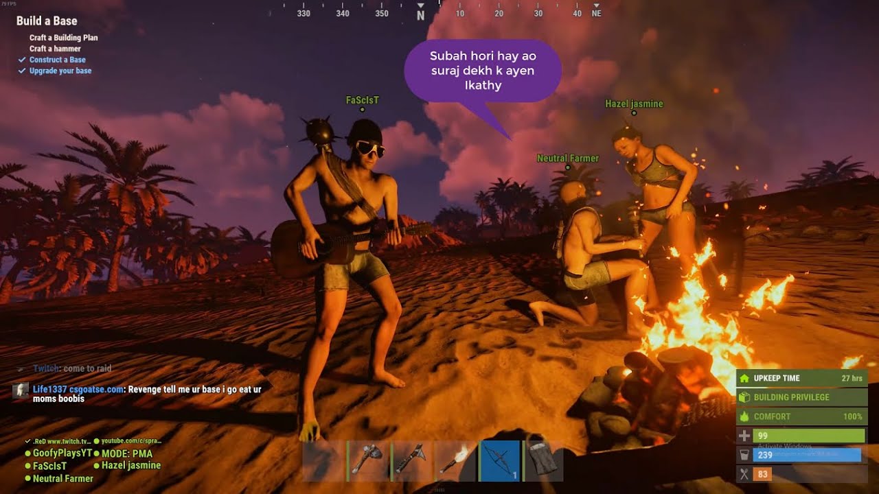 Midnight fun in Rust game with friends | Pakistani Girl Plays Rust | Campfire night
