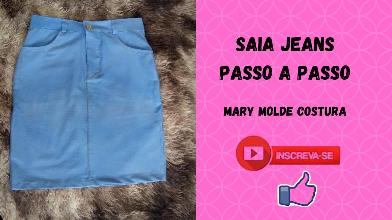 SAIA JEANS CORTE E COSTURA | SAIA JEANS COMO FAZER | MOLDE GRÁTIS
