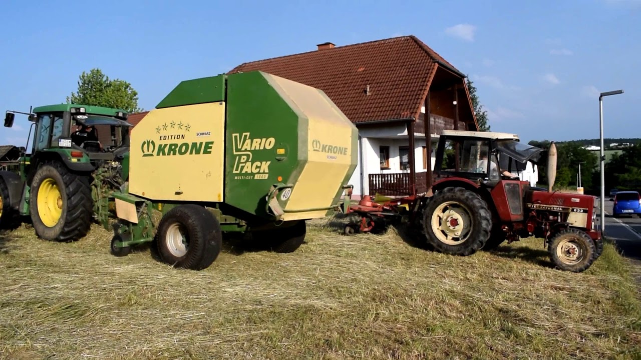 Heu Schwaden mit Case IHC 633 //John Deere 6410 & KRONE VARIO PACK 1800 MultiCut MC