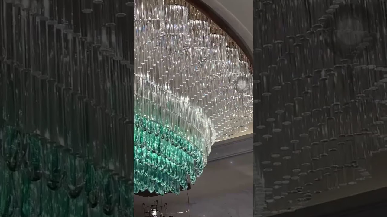 Customized glass flower shaped hotel creative personality banquet hall LED ceiling light