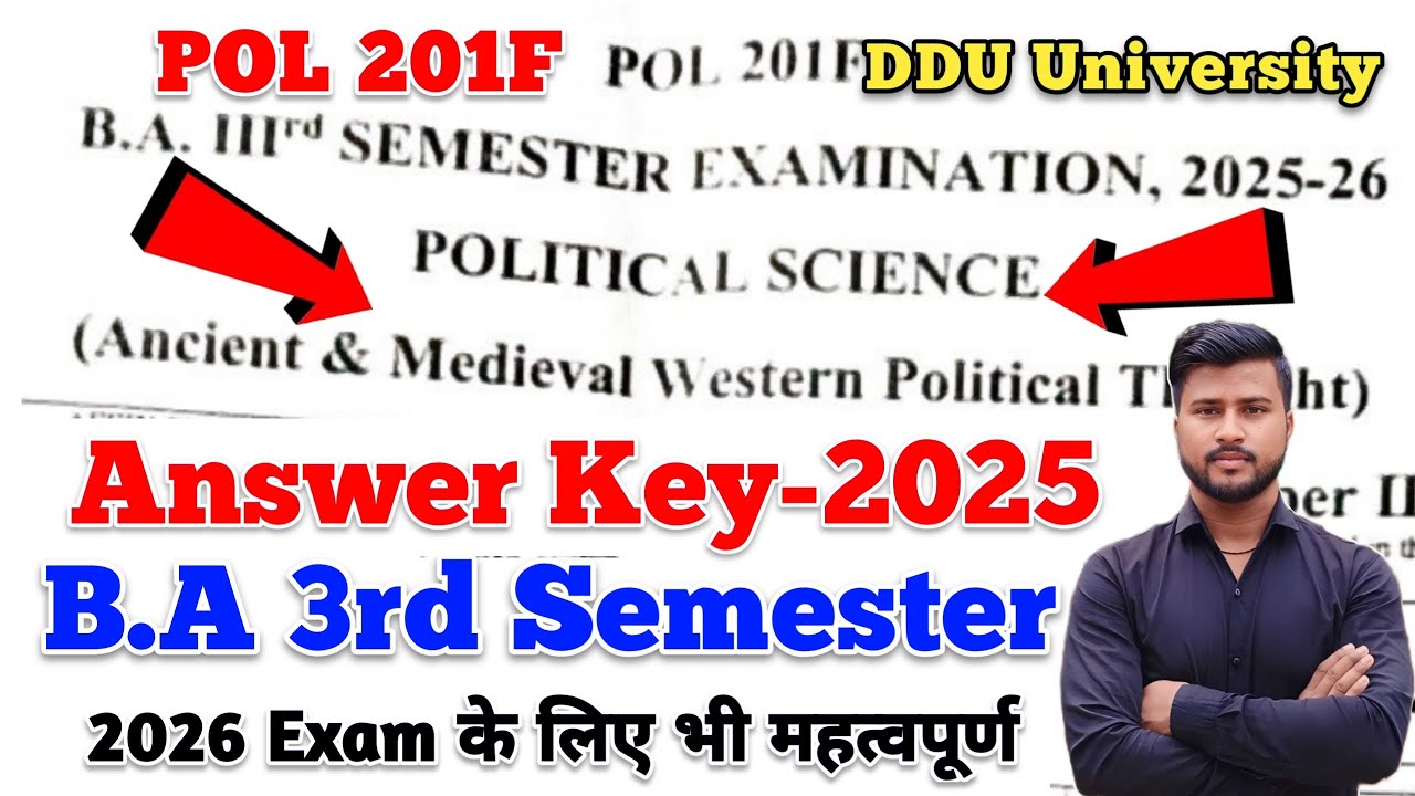 POL 201F Answer Key 2025 | ba 3rd semester political science answer key 2025 ddu university 