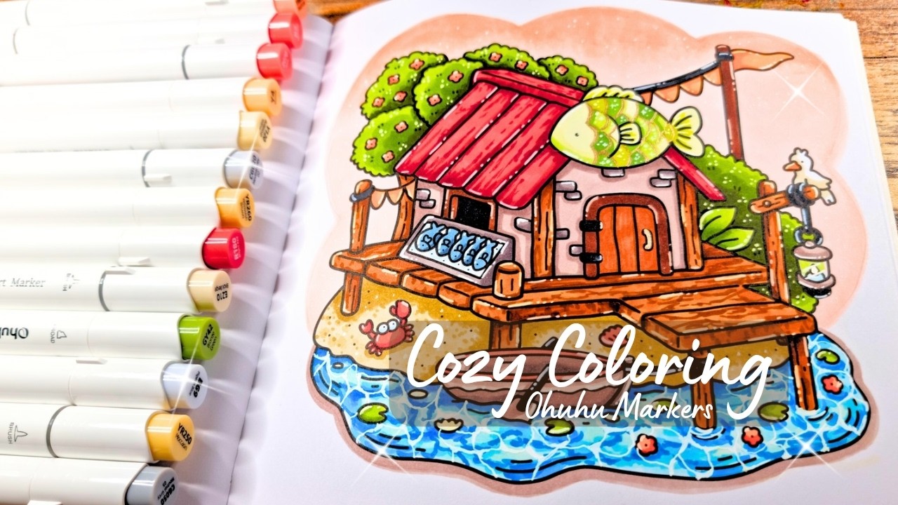 Color With Me 🐠 Easy Alcohol Marker Blending | Cozy Corner by Coco Wyo