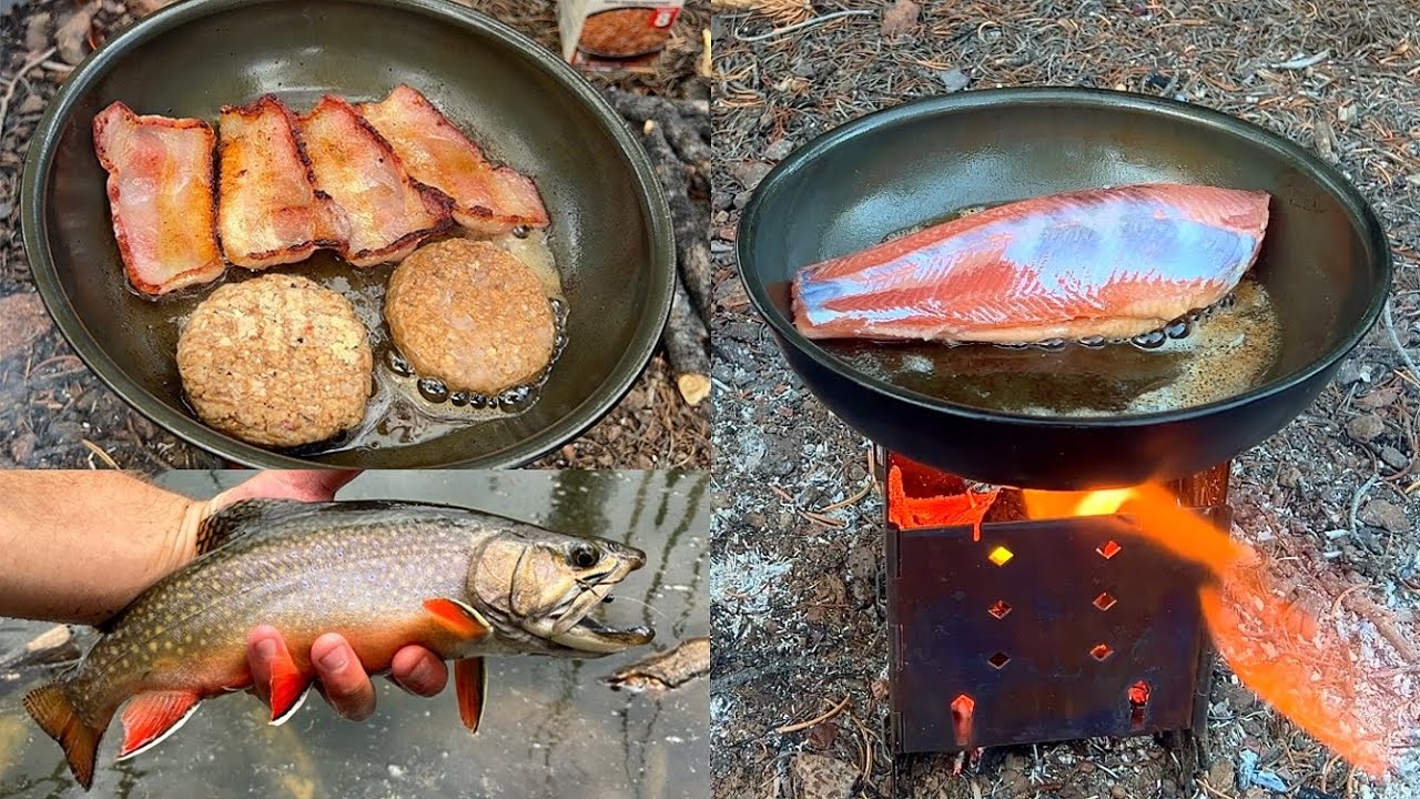 Завтрак в стиле бушкрафт и ручьевая форель!! Лови и готовь!
