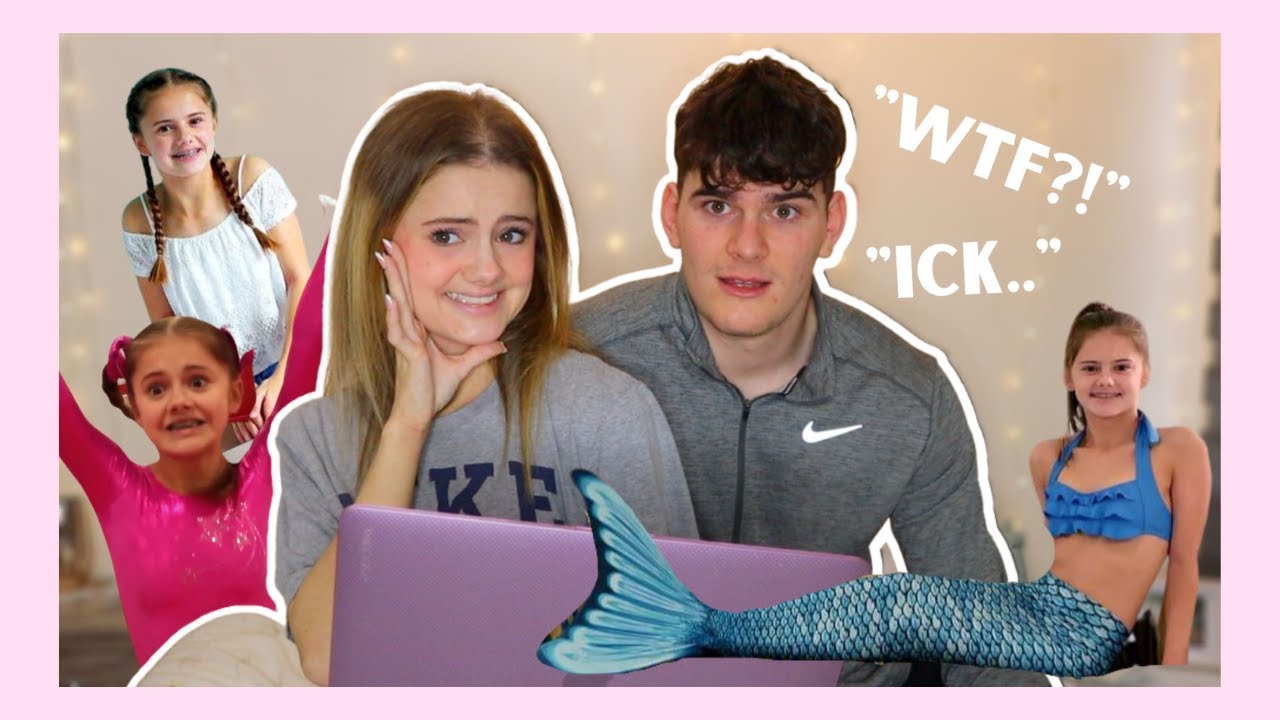 My Boyfriend Reacts to my Old SevenSuperGirls Videos! 😳 || Ellie Louise