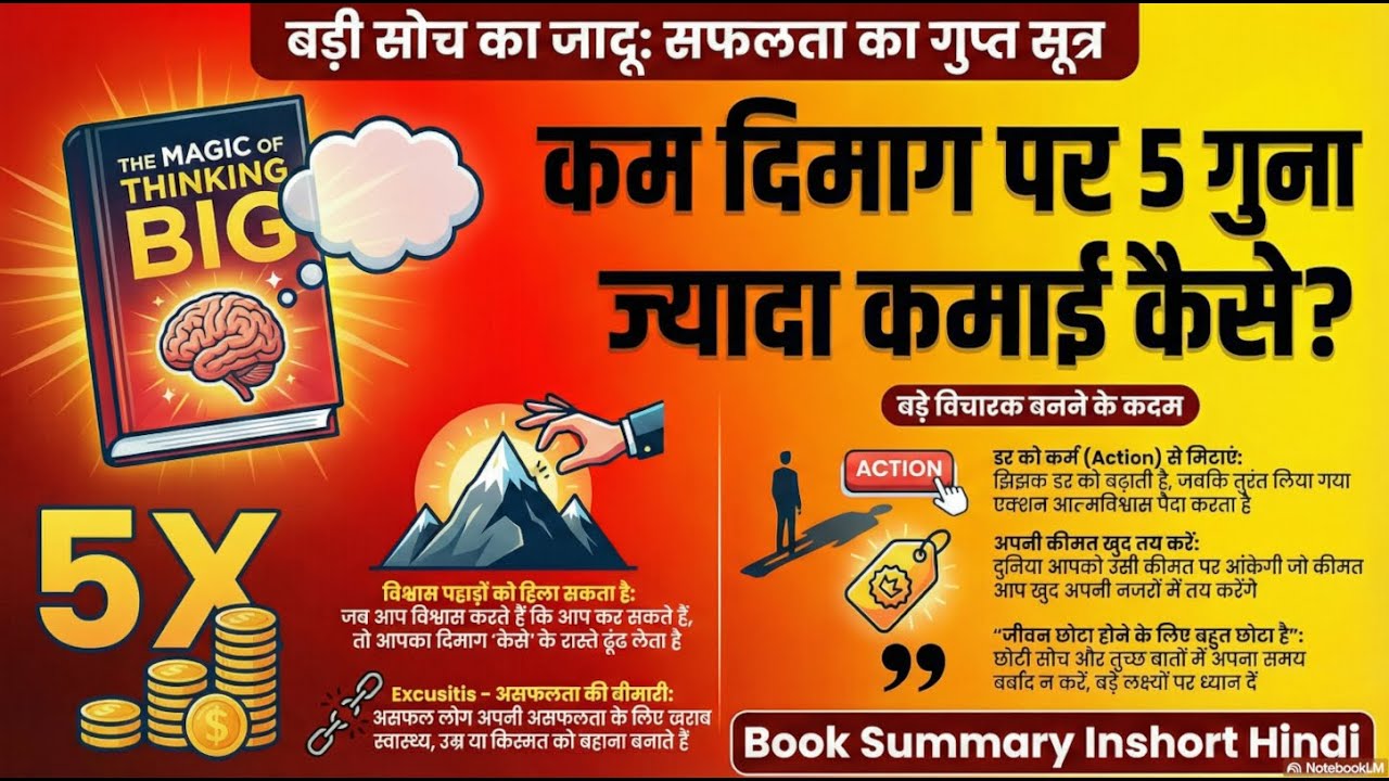 The Magic of Thinking Big Book Summary in Hindi | Success Mindset & Confidence | David J. Schwartz